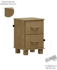 Mesa de Cabeceira Para Quarto 42cm 2 Gavetas Renzo Freijó F07 - Mpozen