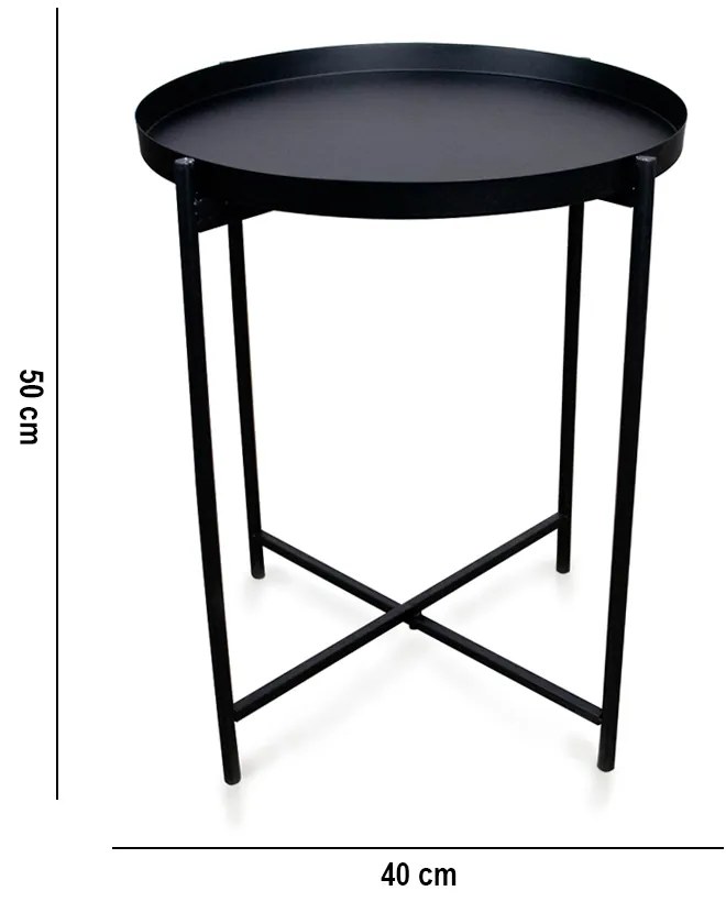 Mesa Lateral Multiuso Redonda Base Industrial Preto 40 Cm - D'Rossi