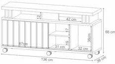 Rack Bancada de TV 50 Pol 136cm Briz Off White/Cinamomo - HB Móveis