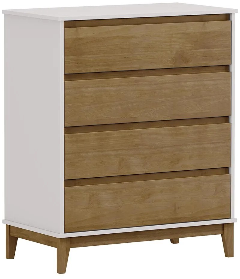 Cômoda Decorativa MDF Cullen 4 Gavetas OffWhite/Freijó - G74 - Gran Belo