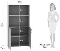 Armário Estante para Escritório 80cm 2 Portas 3 Prateleiras Web15 G04