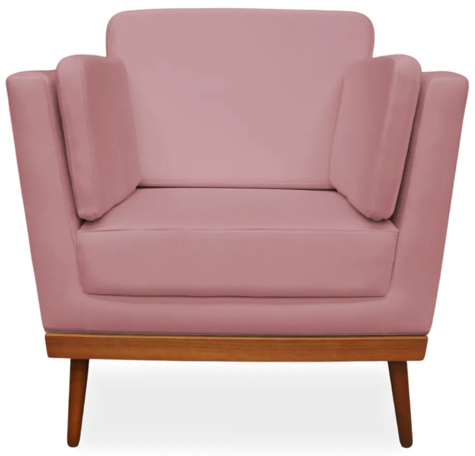 Poltrona Decorativa Siena Veludo Rose