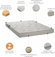 Colchão Casal Light Liso Espuma D23 Viscopoli 138x188x12cm   - Ortobom