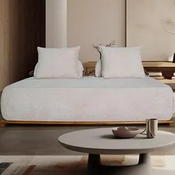 Sofá 2 Lugares 180cm Ilha Base Madeira Viero S06 Boucle Bege - Mpozena