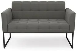 Sofá Namoradeira e 2 Poltronas Base Industrial Preto Ana Suede Grafite