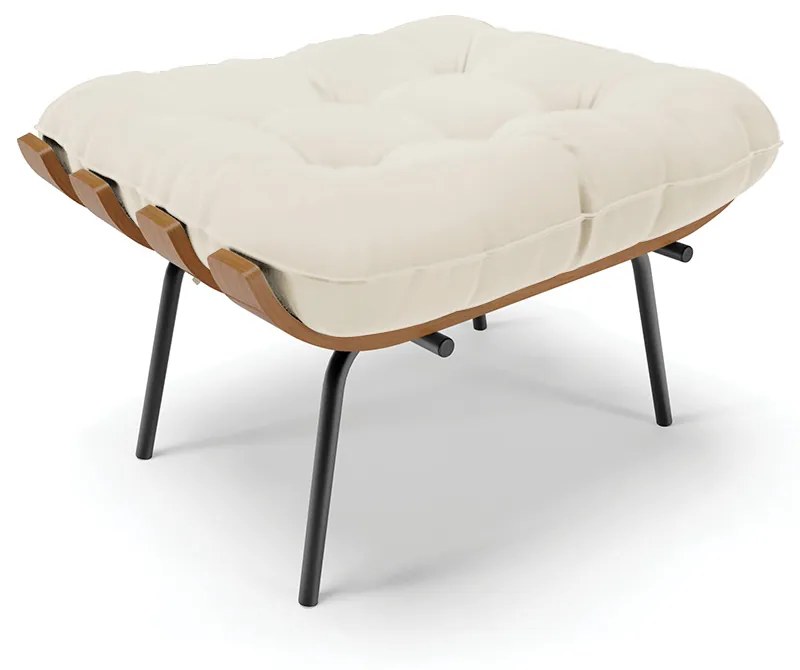 Puff Costela Veludo Base Metálica Preto M11 - D'Rossi - Bege