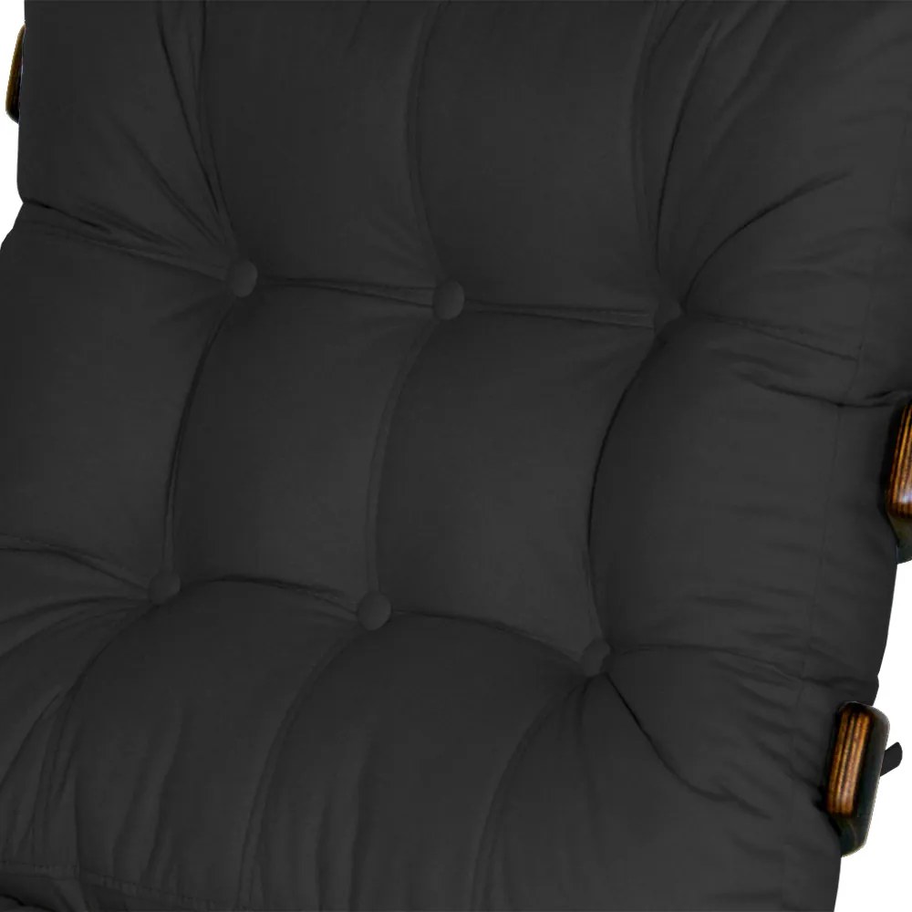 Kit 2 Poltronas Costela Com 2 Puff Costela Suede Preto