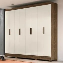 Guarda Roupa Casal 8 Portas 4 Gavetas 236cm Ágata Z17 Castanho Wood/Of