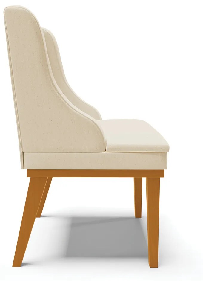 Cadeira Sala Jantar Kit 6 Liz Base Madeira Castanho Linho D03 - D'Rossi				 - A19 Bege