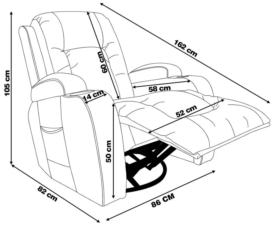 Cadeira com Massagem Poltrona do Papai Giratória Reclinável Manual Austin Aquecimento PU Caramelo G94 - Gran Belo