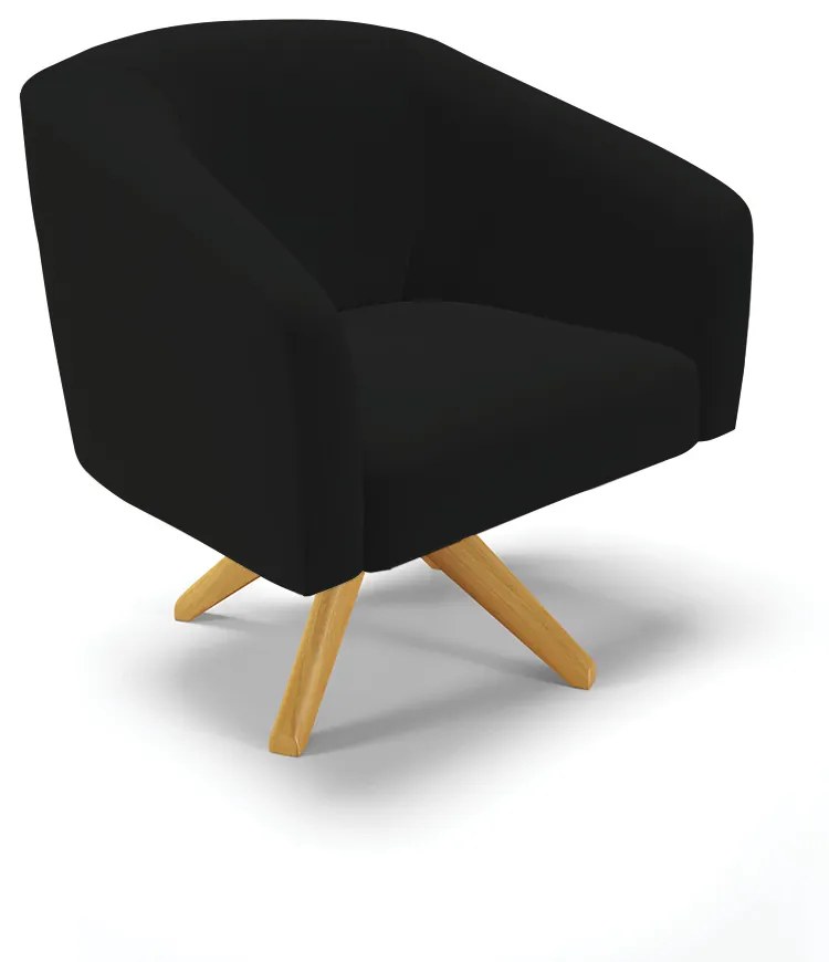 Poltrona Decorativa Giratória MA30 Kit 2 Stella Linho D03 - D'Rossi - A79 Preto