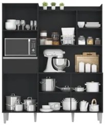 Armário de Cozinha Compacta 160cm 5 Portas Isabel Preto - AJL Móve