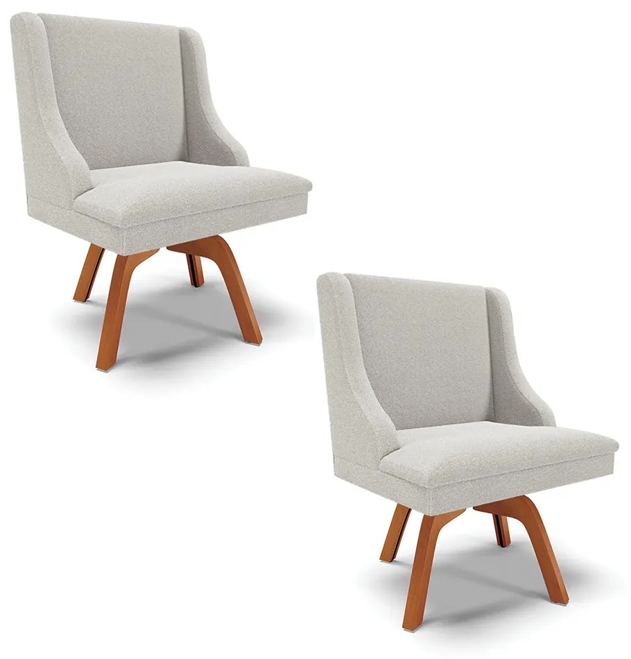 Cadeira Sala de Jantar Giratória MM35 kit 2 Liz Bouclê D03 - D'Rossi - Cinza