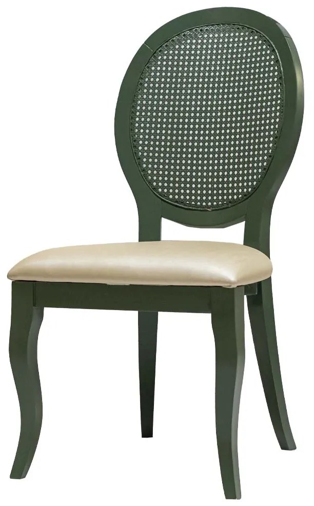 Cadeira Delicate com Palha de Empilhar - Verde Oliva - Tecido Facto Pérola e Palha Pintada Sextavada  Kleiner