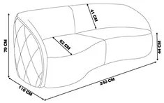 Sofá Decorativo com Almofadas 3 Lugares 240cm Tressê Zion M22 Sintétic