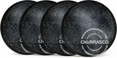 Kit Prato Raso Tramontina Churrasco Carbon em Porcelana 25 cm 4 Peças