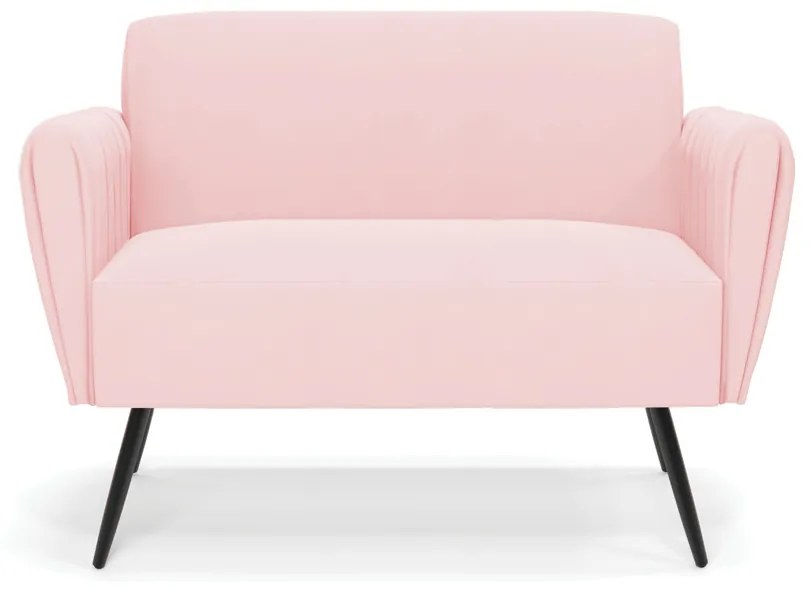 Sofá Namoradeira Pés Palito de Ferro Bruna Suede - D'Rossi - Rosa Bebê