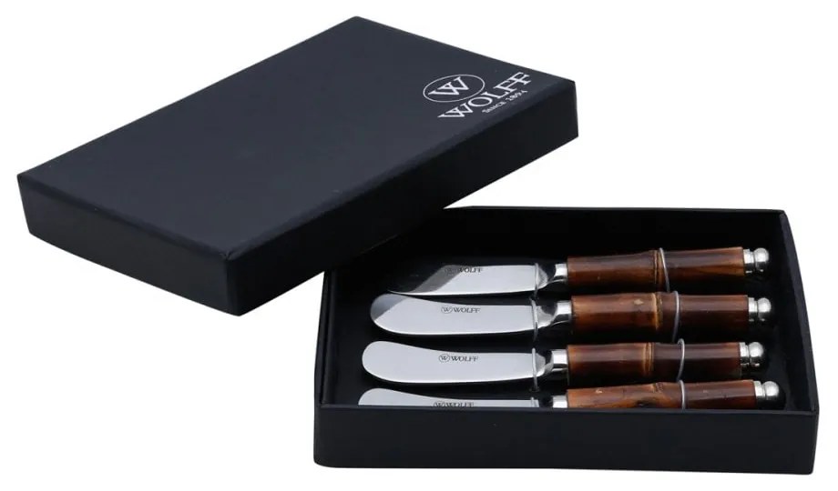 Jogo 4 Espátulas Inox Com Cabo Bambu 30347 Wolff