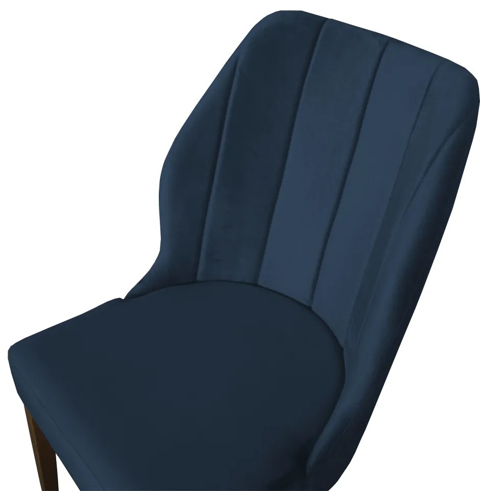 Kit 4 Cadeiras De Jantar Safira Suede Azul Marinho