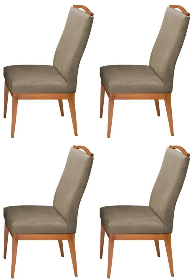 Conjunto 4 Cadeiras Decorativa Lara Veludo Cappuccino