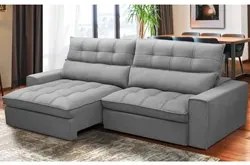 Sofá Retrátil Reclinável 3 Lugares 250cm Damy F05 Veludo Cinza - Mpoze