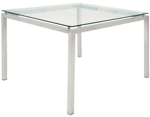 Mesa Jantar Dakot Quadrada Tampo Vidro Base Cromada 150cm - 41169 Sun House