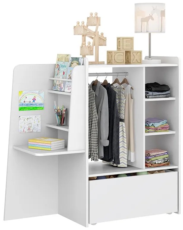 Closet Guarda Roupa Infantil Mimo Com Banquinho - Branco