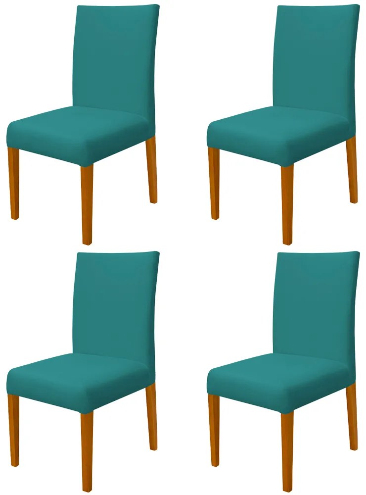 Kit 4 Cadeiras de Jantar Milan Veludo Azul Tiffany