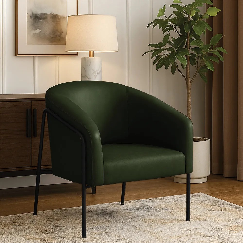 Poltrona Sala Industrial Alta Preto Stella Sintético PU D03 - D'Rossi - Verde