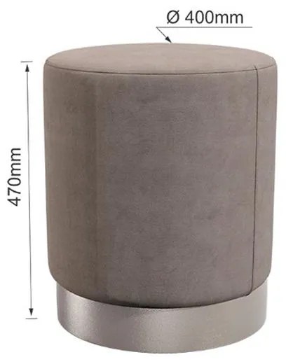 Puff Veludo Com Base Tecido Metalizado Cobre Vinho 47x40