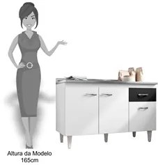 Balcão Gabinete Para Pia Sem Tampo 120cm 3 Portas e 1 Gaveta Flex Gabr