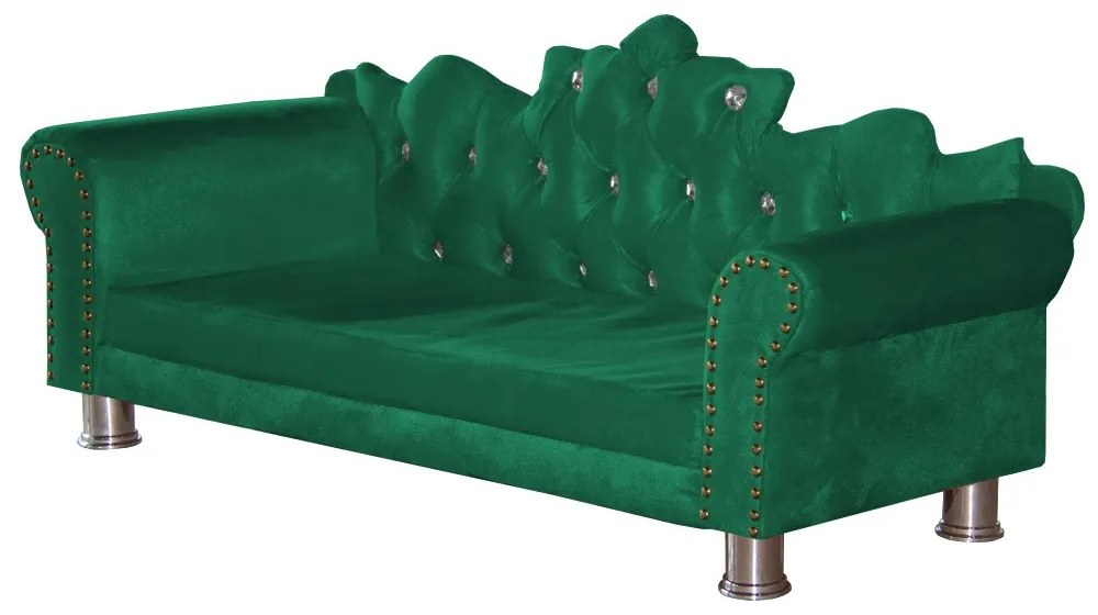 Mini Divã Sofá Realeza Cama Pet para Cães ou Gatos Elegante Suede Verde Bandeira