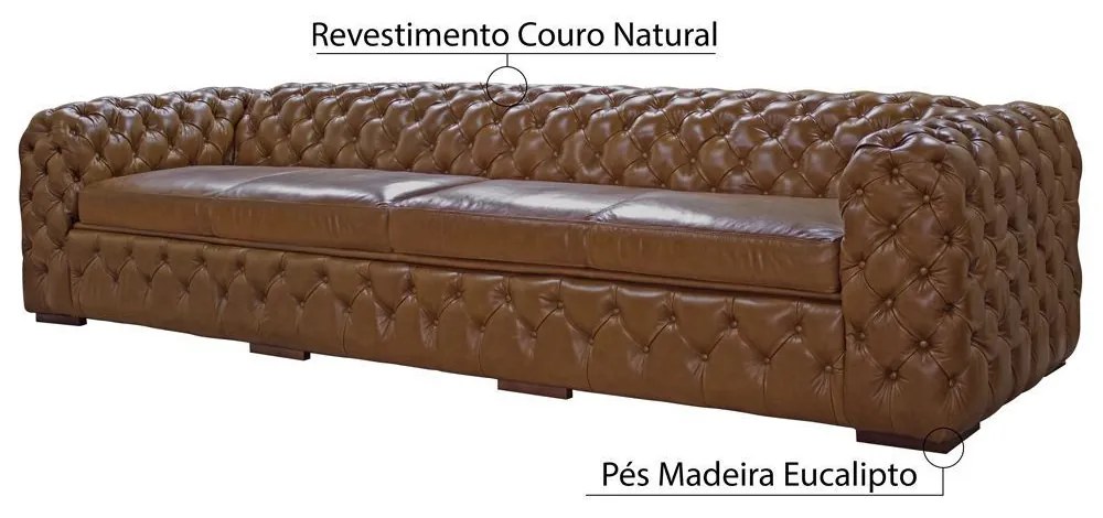 Sofá 3 Lugares Astúria 240cm Couro Mel G58 - Gran Belo