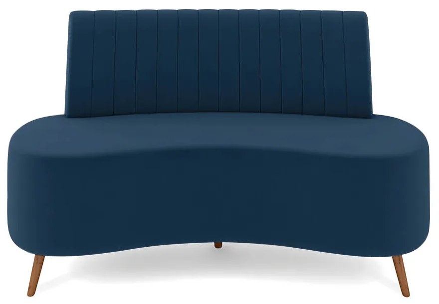 Sofá 2 Lugares Living 160cm Pé Palito Maraú Veludo K01 - D'Rossi - Azul Marinho