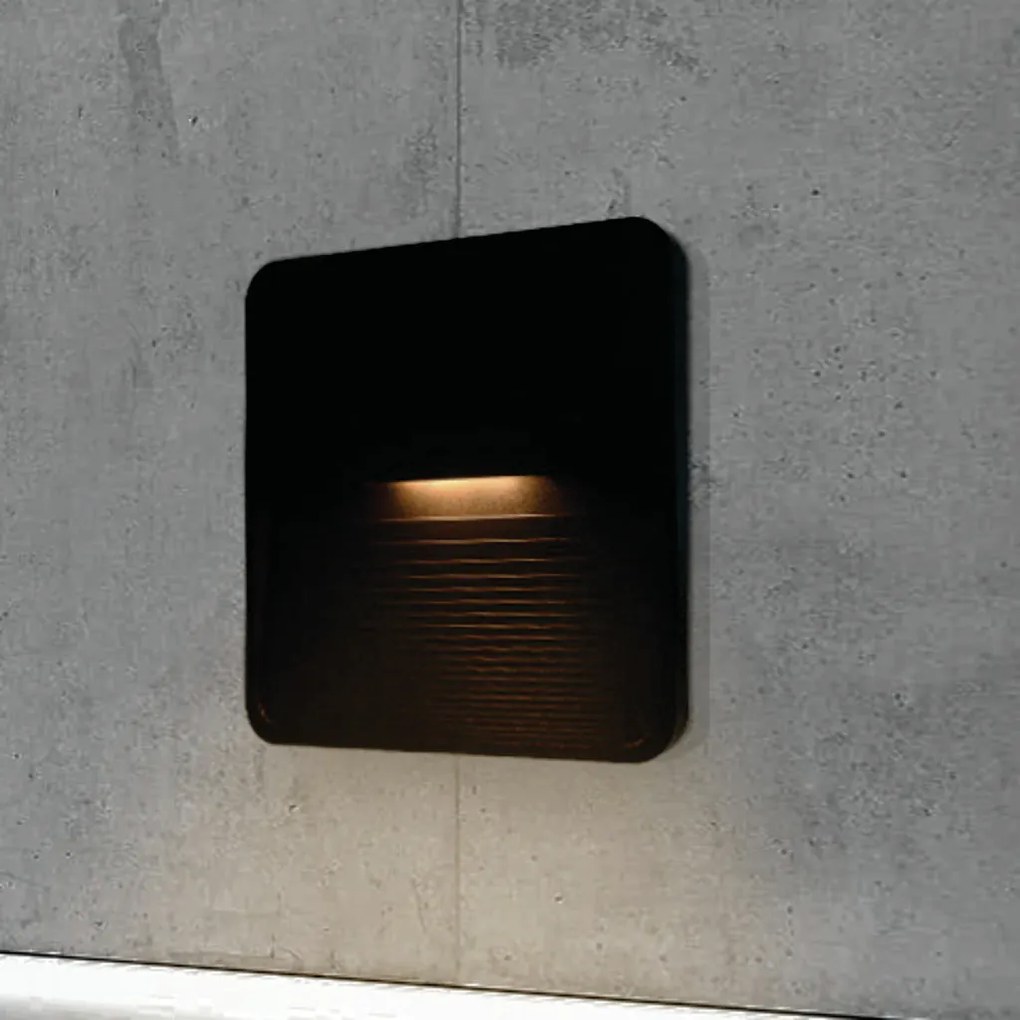 Balizador Fit Sobrepor 2W Led 3000K Ip65 Preto 12X12X1,2Cm | Opus Dn 8... (Preto)