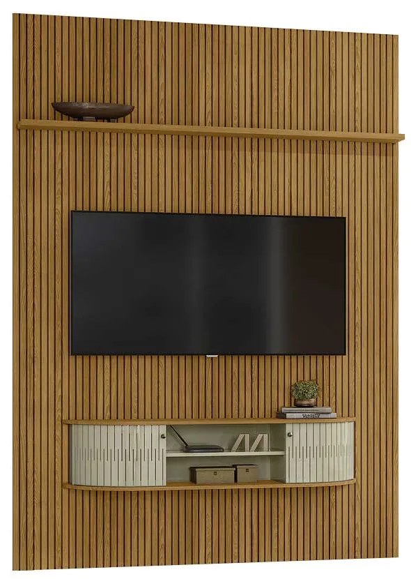Home Theater Killua 2 Portas Deslizantes MDP até 65 Cumaru/Opala G97 - Gran Belo
