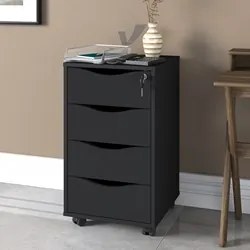 Gaveteiro 4 Gavetas Pés Rodízios Mobile Bit Preto - Artany