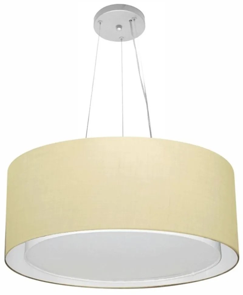 Lustre Pendente Cilíndrico Duplo Md-4124 Cúpula em Tecido 50x25cm Algodão Crú - Bivolt