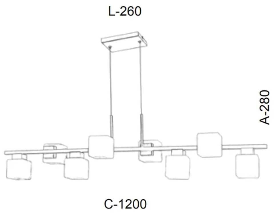 Pendente Retangular Vidro Quadrado 120X28X26Cm Metal E Cubo 08Xg9 | Ol... (GRAFITE, CLEAR (TRANSPARENTE))