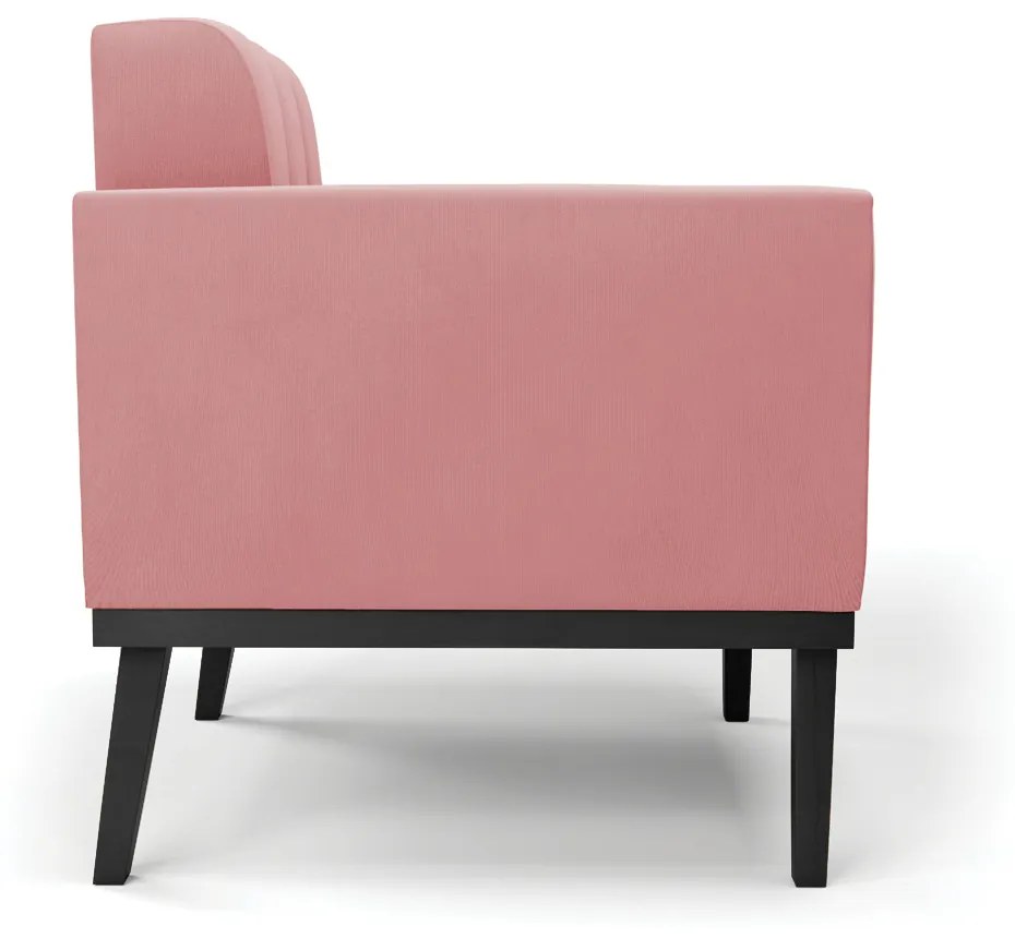 Sofá Namoradeira 2 Lugares Base de Madeira Preto Elisa Suede D03 - D'Rossi - Rose