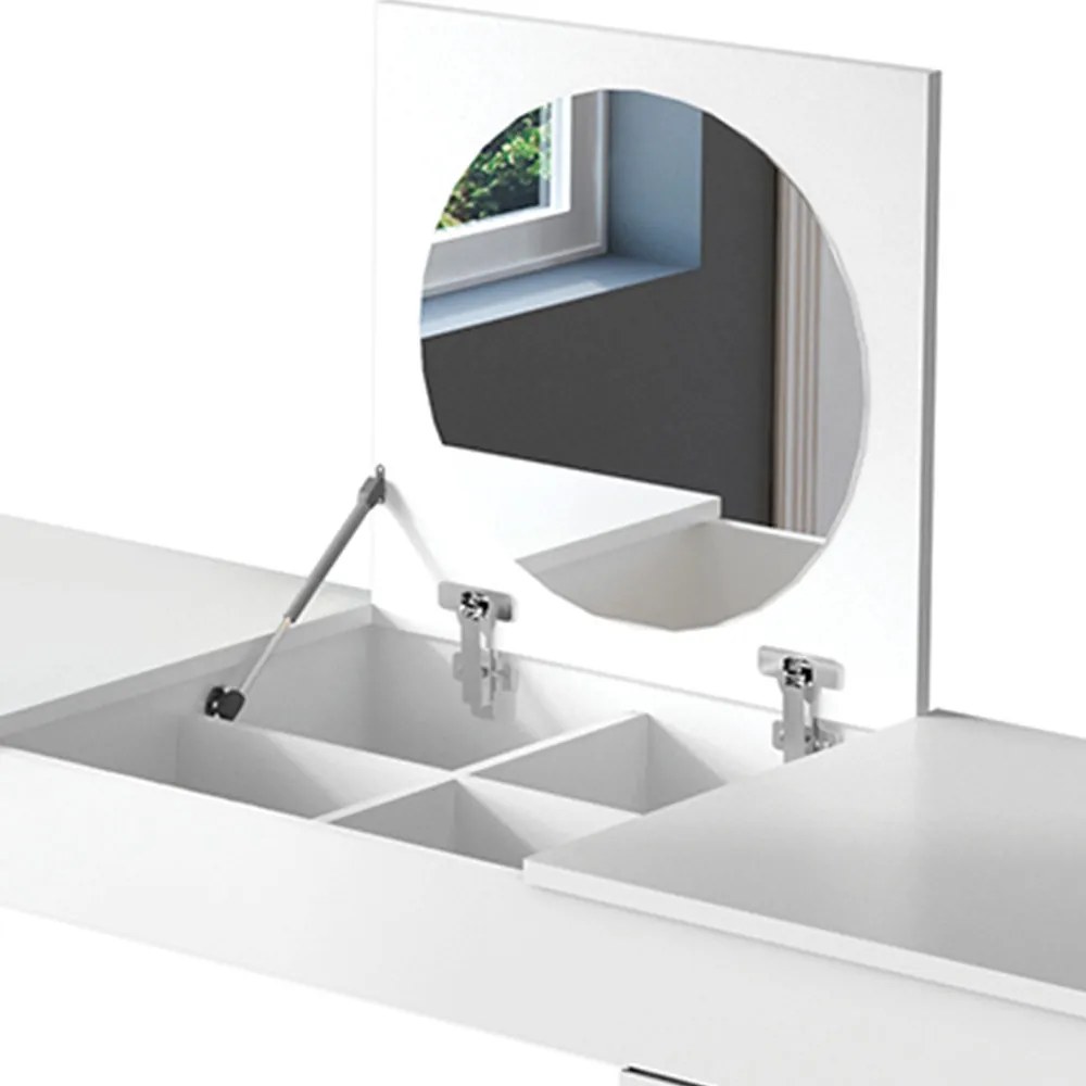 Escrivaninha Penteadeira Eva com Nicho Organizador 136 cm Branco - D'Rossi
