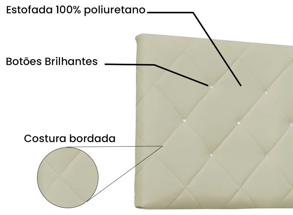 Cabeceira Painel Tânia Para Cama Box Casal 140 cm Corino - D'Rossi - Bege