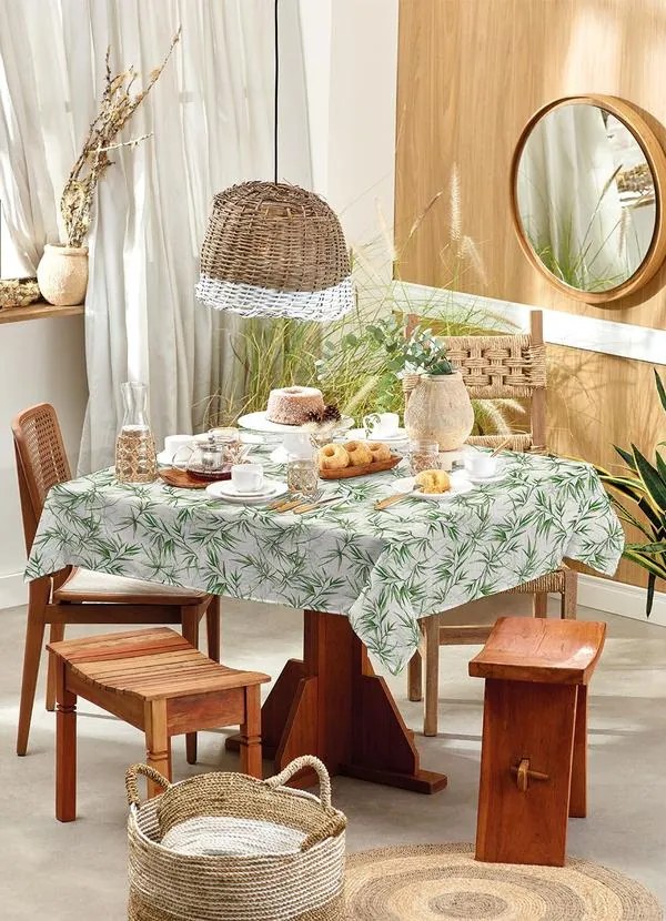 Toalha de Mesa Quadrada Bambú 140x140 Cm