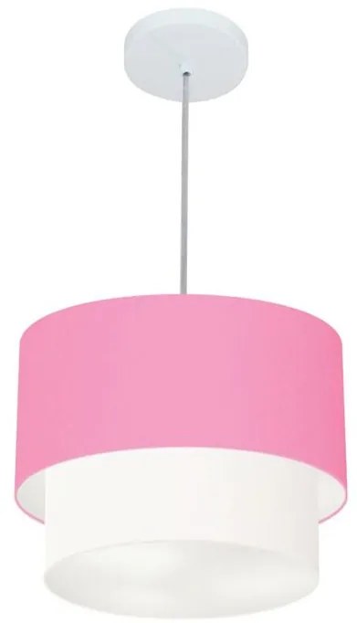 Lustre Pendente Duplo Cilíndrico Vivare Md-4161 Cúpula em Tecido 30x25cm - Bivolt