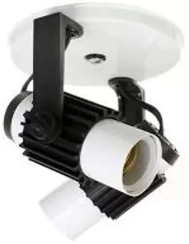 Spot B2 Simples Aletado Para 2x E27 Led Bulbo Branco C/ Preto - Bivolt