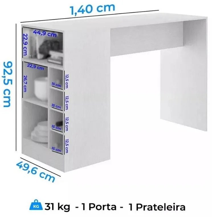 Bancada Balcão Gourmet Mesa Cozinha Multiuso Preta