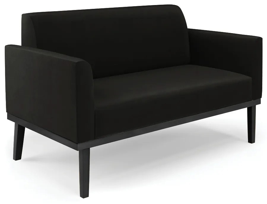 Sofá Namoradeira Base de Madeira Fixa Preto Marisa Suede  D03 - D'Rossi - Preto