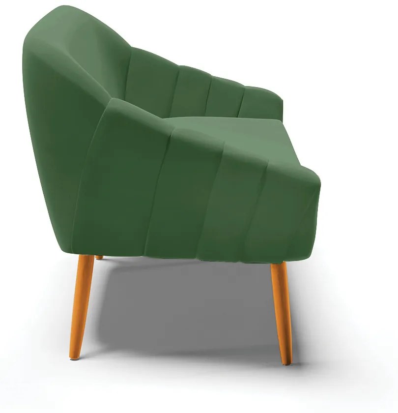 Namoradeira 02 Lugares Giovana Suede Pés Palito Castanho - D'Rossi - Verde