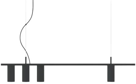 Pendente Retângular 100X5,5X18,5Cm Tubo Assimetrico Alumínio 4Xmr16 -... (PRETO)