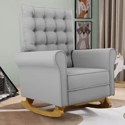Kit 02 Poltronas de Amamentação Base Madeira Balanço Brenda G05 Veludo